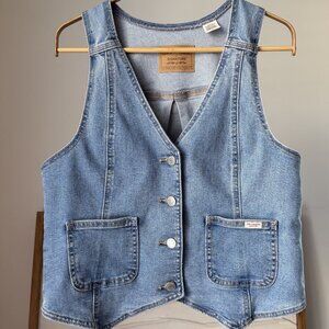 Women's LEVI'S Blue Denim Jean Vest Jacket Stretch Size Medium M